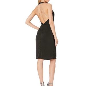 Bebe Halter Rhinestone Open Back Dress Black 8, 12